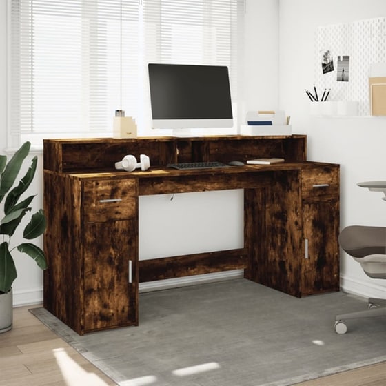 Γραφείο VidaXL με LED από Επεξεργασμένο Ξύλο 160x55x91 cm - Καπνιστή Δρυς image 2