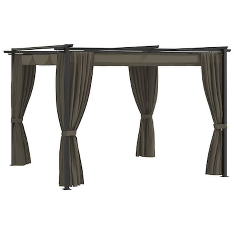 VIDAXL Κιόσκι Vidaxl Ατσάλινο με Κουρτίνες 300x300cm - Taupe