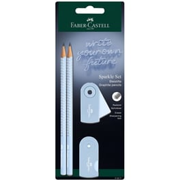 Σετ Γραφής Faber Castell 2 Μολύβια Sparkle με Γόμα & Ξύστρα Mini Sleeve Sky Blue