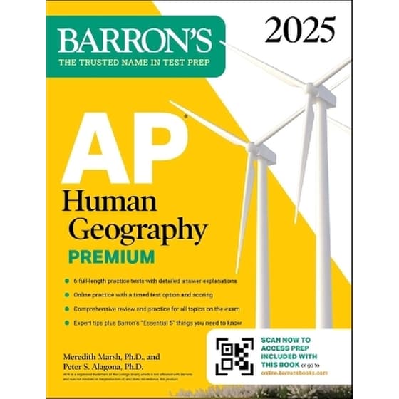 AP Human Geography Premium, 2025: 6 Practice Tests + Comprehensive Review + Online Practice image 0