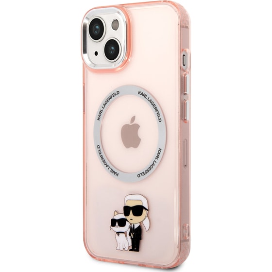 Θήκη Apple iPhone 14 - Karl Lagerfeld MagSafe Ringstand Case IML NFT Karl+Choupette - Pink image 7