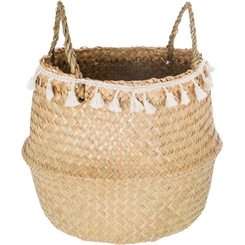 SPITISHOP Καλάθι Αποθήκευσης Spitishop Ψάθινο 30x28cm - Μπεζ
