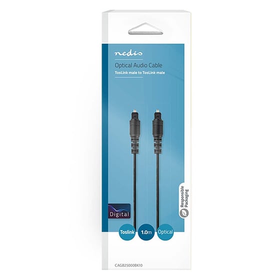 Καλώδιο Ήχου Nedis CAGB25000BK10 TOSLINK male σε TOSLINK male - 1m - Μαύρο image 2