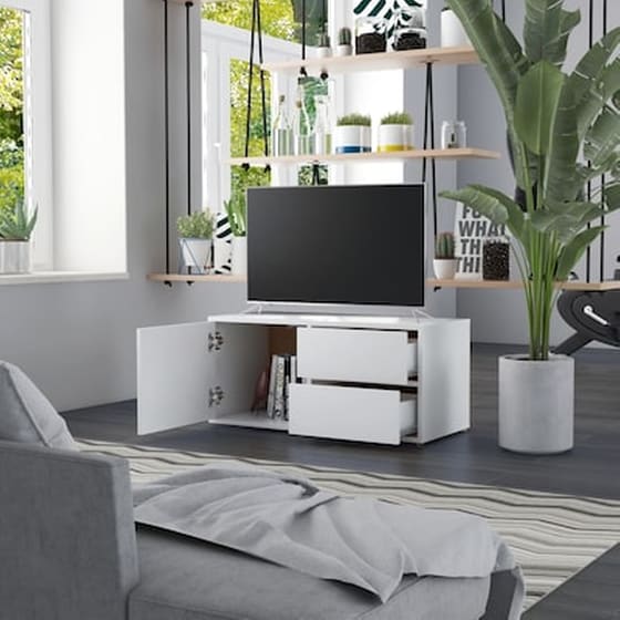 Έπιπλο Τηλεόρασης VidaXL από Μοριοσανίδα 80x34x36cm - Λευκό image 3
