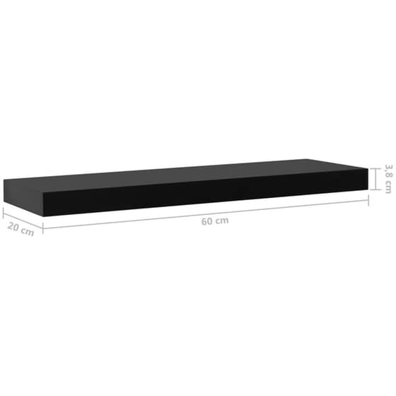 Ράφια Τοίχου VidaXL από MDF 60x20x3.8 cm 2 Τμχ - Μαύρο image 5