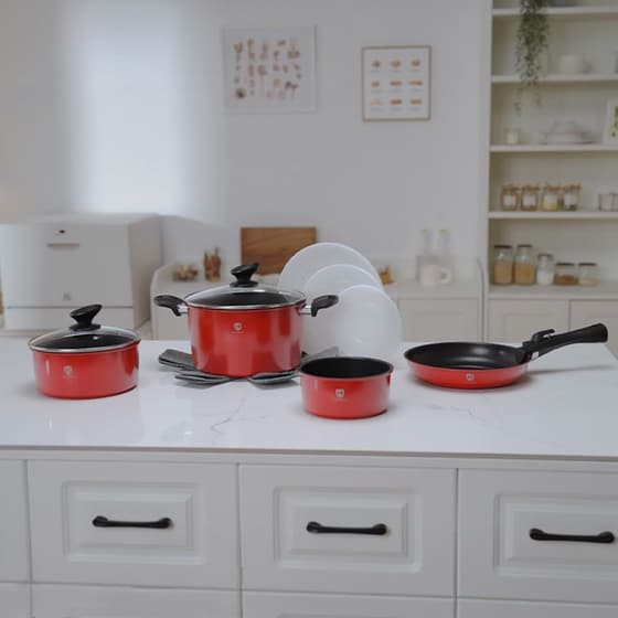 Σετ Μαγειρικά Σκεύη HOMEVERO HV-1013R 13 τμχ Κόκκινο image 5