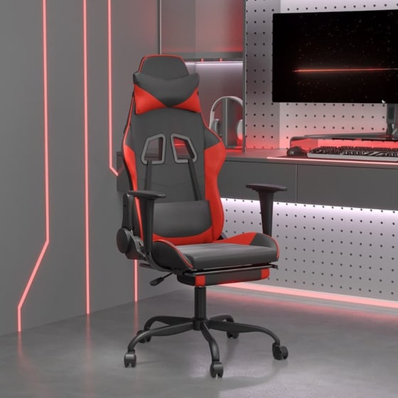 Καρέκλα Gaming VIDAXL 345412 με Υποπόδιο από Τεχνητό Δέρμα - Μαύρο image 9