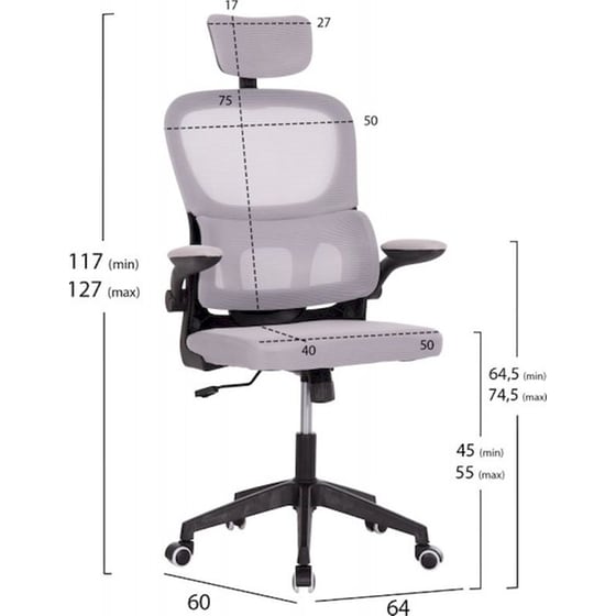 Καρέκλα Γραφείου 24Mall Base από Ύφασμα Mesh - Γκρι/Μαύρο image 8