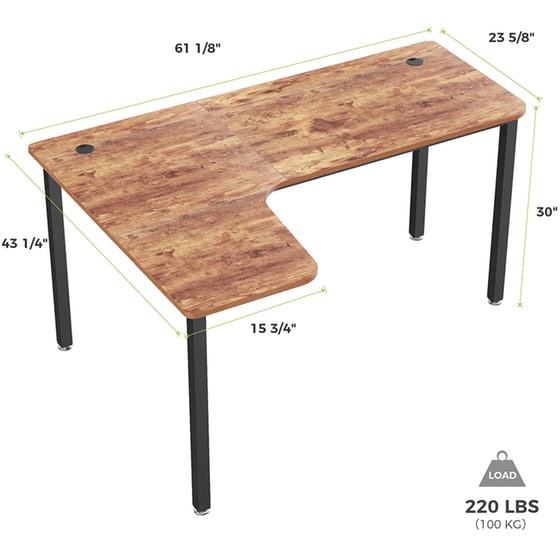 Γραφείο Gaming Eureka Ergonomic από Carbon Fiber ERK-CD-L01L-60VP 155.4x110x76.2cm - Καφέ image 1