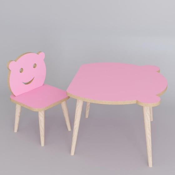 Παιδικό Τραπεζάκι ArteLibre Amahle με Κάθισμα από MDF 46x50x42cm - Ροζ image 1