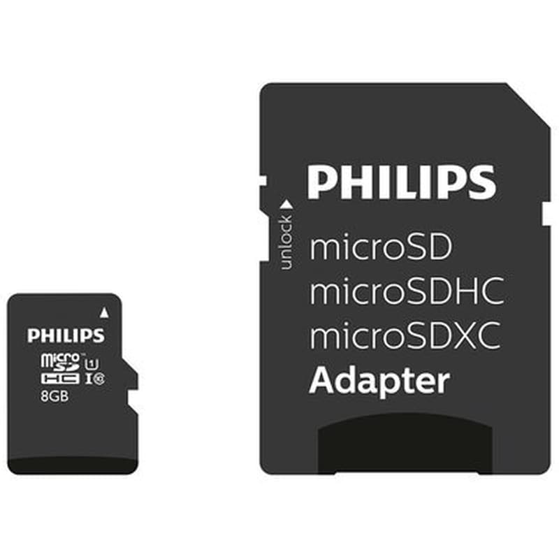 Philips microSDHC 8GB Class 10 U1 V10 A1 UHS-I με αντάπτορα