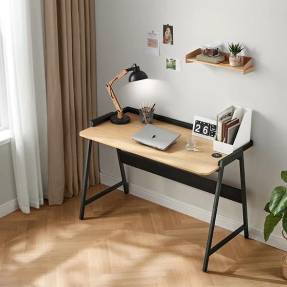 Γραφείο Nextdeco 33210 από MDF 120x60x75cm - Φυσικό/ Μαύρο image 2