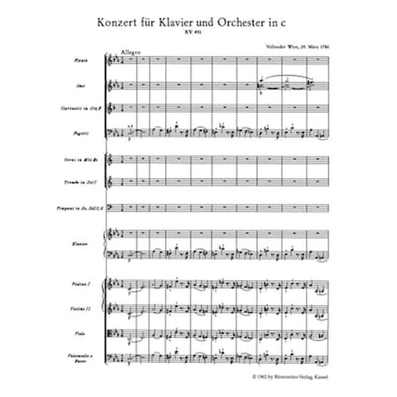 Βιβλίο Για Σύνολα Barenreiter Mozart - Concerto In C Minor Kv491 Piano [pocket Score] image 2