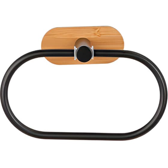 Κρεμάστρα Κρίκος Wenko Orea από Μπαμπού για Πετσέτα 8x12.5cm - Μαύρο/Καφέ image 2