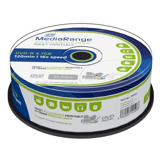 Δίσκοι CD/DVD MediaRange DVD-R 4.7GB 25τμχ image 0