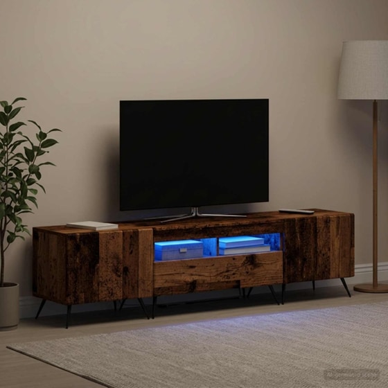 Έπιπλο Τηλεόρασης VidaXL BREDA με LED 3 τμχ 179 x 35 x 43 cm - Παλαιωμένο Ξύλο image 2