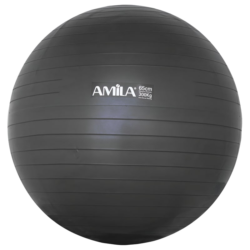 Μπάλα Γυμναστικής Amila Κατάλληλη για Pilates 1.50 kg 65 cm από PVC - Μαύρο