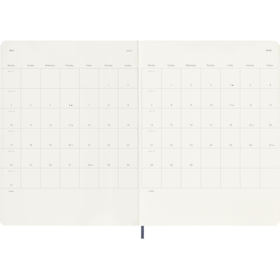 Ημερολόγιο Εβδομαδιαίο 2027 Moleskine 12M XL Soft Cover Μπλε image 3