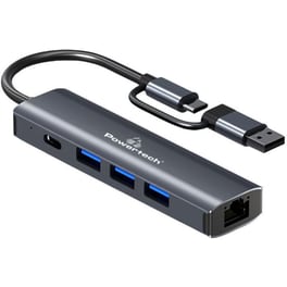Powertech Docking Station Ptr-0150, 5 Θυρών, Usb And Usb-c Σύνδεση, Γκρι