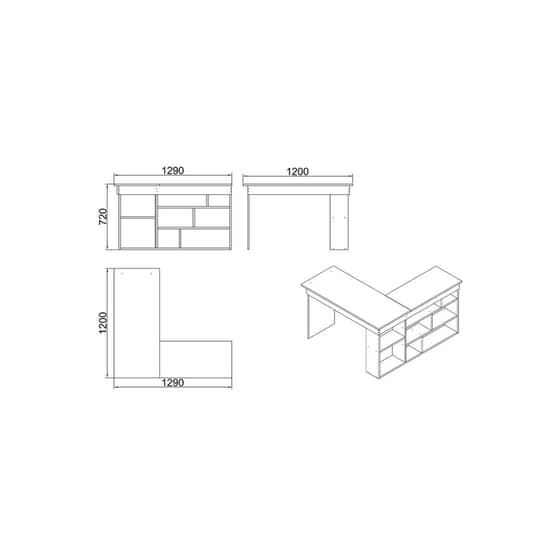 Γραφείο 24Mall Scrivere Atlantic Pine από Μοριοσανίδα 129x120x72 cm - Λευκό image 4