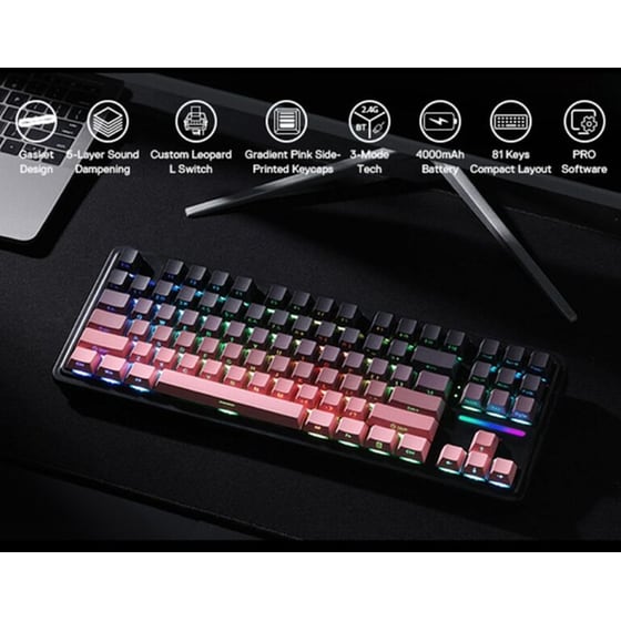 Redragon K728SP Gaming Μηχανικό Ασύρματο Bluetooth Πληκτρολόγιο RGB Μαύρο (US) image 6