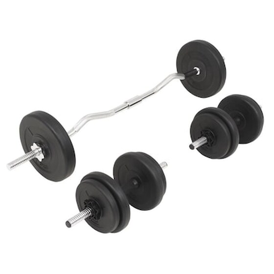 Σετ Στραβόμπαρα Φ25mm 5.2kg VidaXL 91400 120cm με 14 Δίσκους Βαρών 23kg, 2 Αλτήρες και 6 Κολάρα image 3