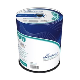 Δίσκοι Εγγραφής Mediarange Dvd+r Double Layer 240' 8.5gb 8x Inkjet Fullsurface Printable Cake Box X 100 (mr471)