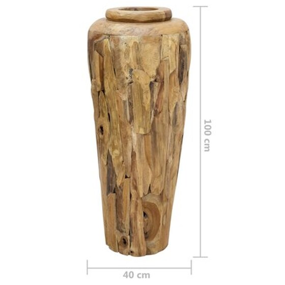 Vidaxl Βάζο Διακοσμητικό 40 X 100 Εκ. Από Μασίφ Ξύλο Teak image 3
