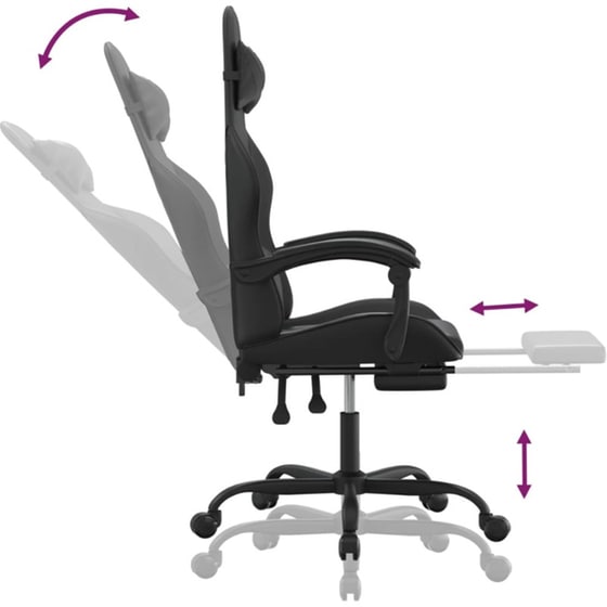 Καρέκλα Gaming VIDAXL 3143862 με Υποπόδιο από Τεχνητό Δέρμα - Μαύρη image 3