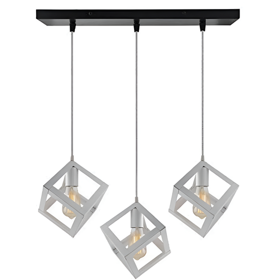 Κρεμαστό Φωτιστικό Οροφής Τριπλό Σε Λευκό Χρώμα image 0