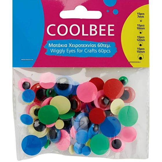 Ματάκια Χειροτεχνίας Xρωματιστά Coolbee (60 Τεμάχια) image 0