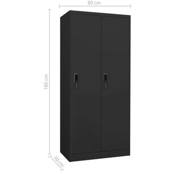 Δίφυλλη Ντουλάπα Vidaxl από Ατσάλι 80x50x180cm - Ανθρακί image 5
