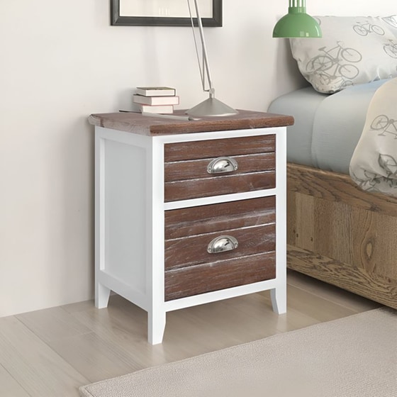 Κομοδίνο Vidaxl  Από Ξύλο Παυλώνιας 2τμχ 38x28x45 cm - Καφέ Λευκό image 1