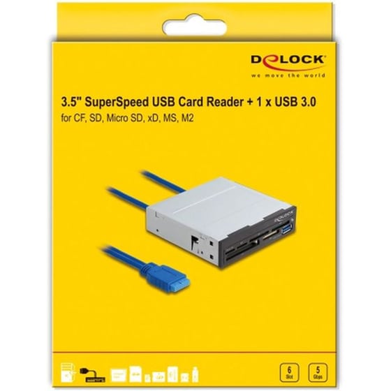 Delock Usb 19-pin Card Reader , Cf/sd/micro Sd/xd/ms/m2/usb, 5gbps (91759) image 2