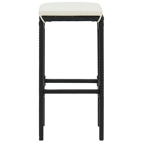 Σκαμπό Κήπου VidaXL με Μαξιλάρια από Συνθετικό Ρατάν 38x38x76 cm 2 Τμχ - Μαύρο image 4