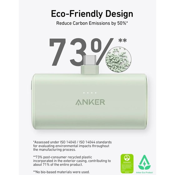 Anker Nano Power Bank 5000mAh 22.5W με ενσωματωμένο βύσμα USB-C - Black Stone image 5