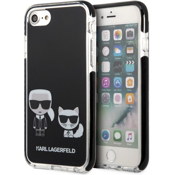 Θήκη Karl Lagerfeld iPhone 7/8/SE - Karl Lagerfeld Ikonik Case Karl & Choupette - Μαύρο image 4