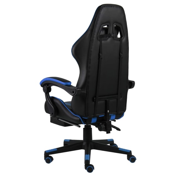 Gaming Καρέκλα VidaXL Racing με Υποπόδιο από Τεχνητό Δέρμα - Μαύρη/Μπλε image 1