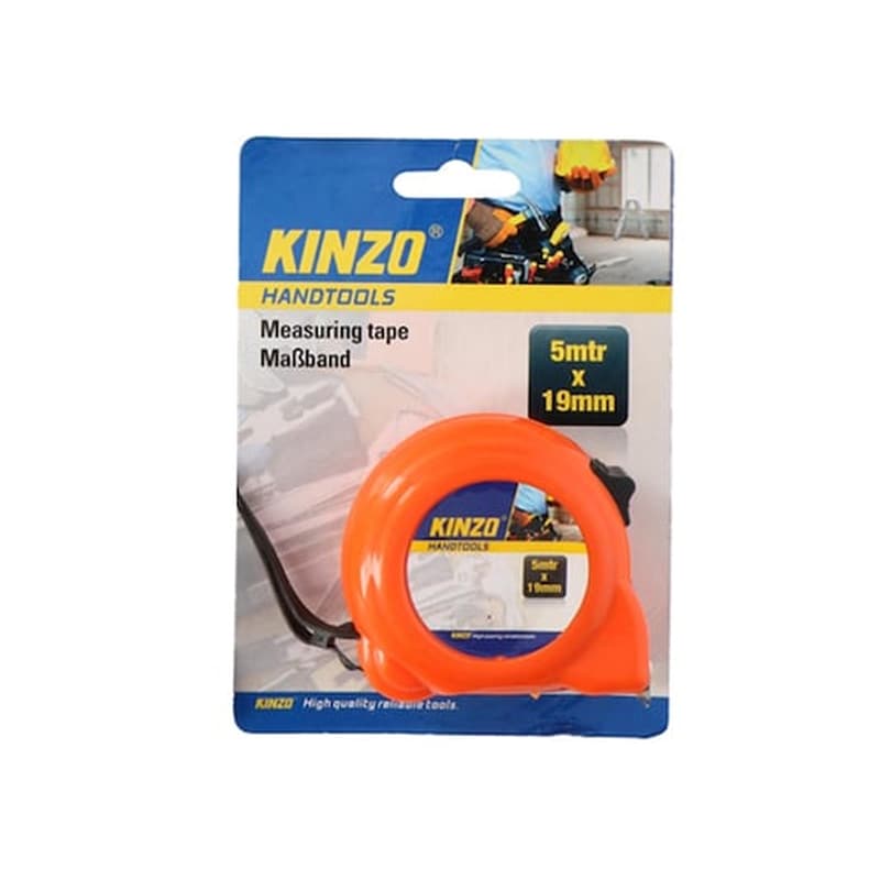 KINZO Kinzo Μετροταινία Ρολό 5 Μέτρα X 19mm Αυτόματης Επαναφοράς, 94922 Πορτοκαλί