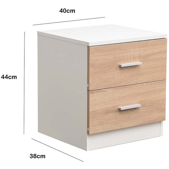 Κομοδίνο με 2 Συρτάρια Bakaji από Mdf 8055205796564 40x38x44.5 cm - Λευκό/Καφέ image 4