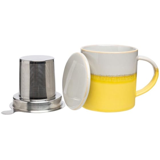Κούπα με Στραγγιστήρι Tranquillo Πήλινη 410 ml - Κίτρινο/Λευκό image 1