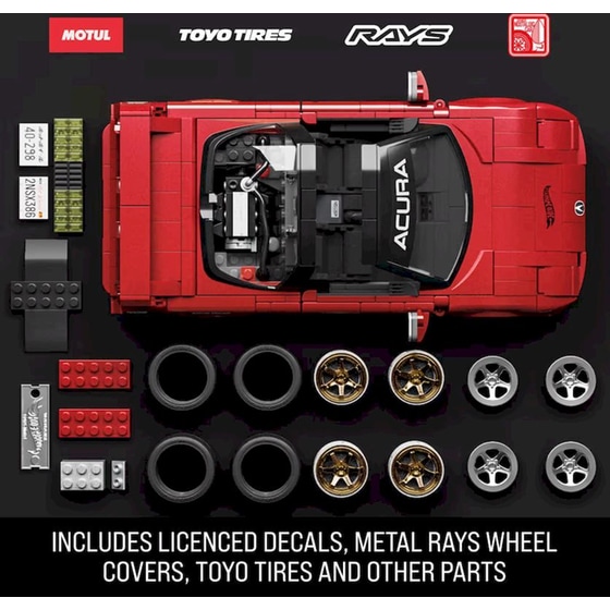 Mattel Hot Wheels Brick Shop Σετ Κατασκευής Elite Series ’90 Honda Acura NSX 1:16 (876 Κομμάτια) (JFT17) image 3