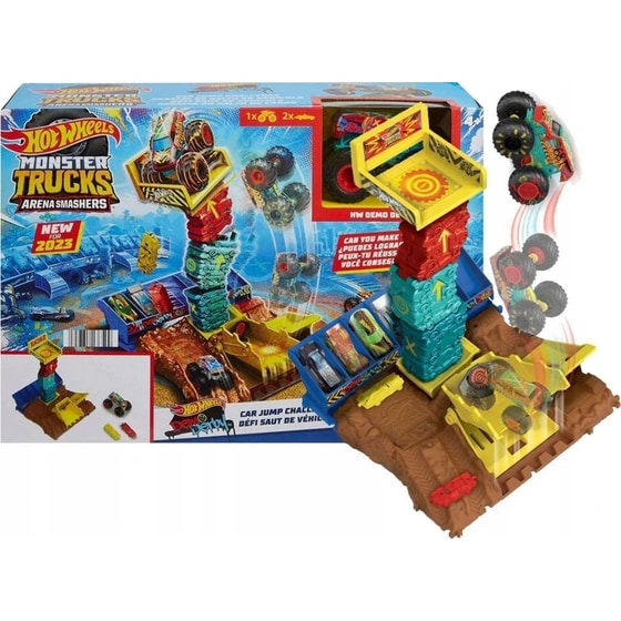 Mattel Hot Wheels Monster Trucks: Arena Smashers - Car Jump Challenge Playset (hnb94) image 0