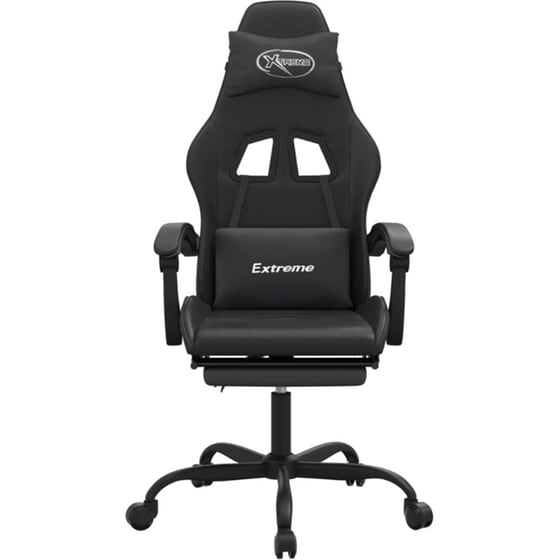 Καρέκλα Gaming VIDAXL 349611 με Υποπόδιο από Τεχνητό Δέρμα - Μαύρη image 2