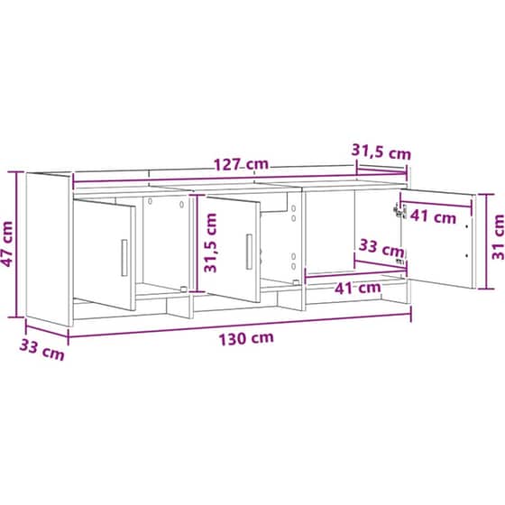 Έπιπλο Τηλεόρασης VidaXL 130 x 33 x 47 cm - Γκρι Σκυροδέματος image 10