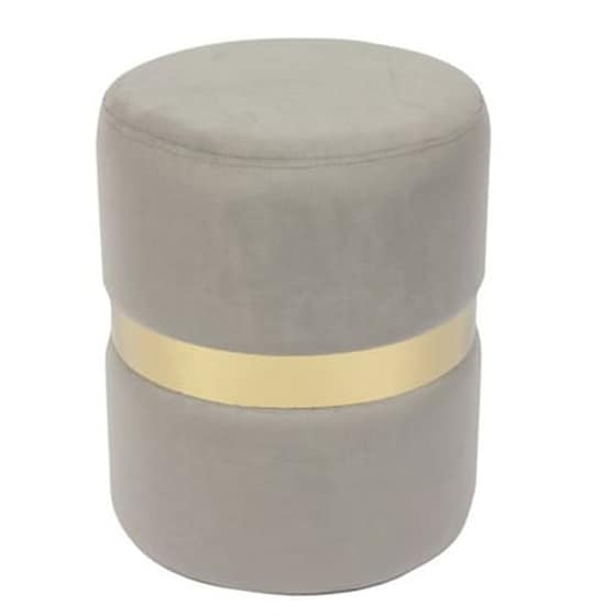 Σκαμπό Σαλονιού 24Mall Υφασμάτινο Velure - Γκρι με Χρυσό image 0