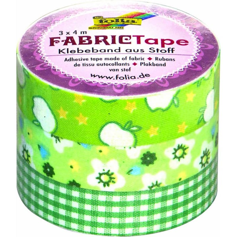 FOLIA Ταινίες Washi Υφασμάτινες 3 Τεμάχια Πράσινο