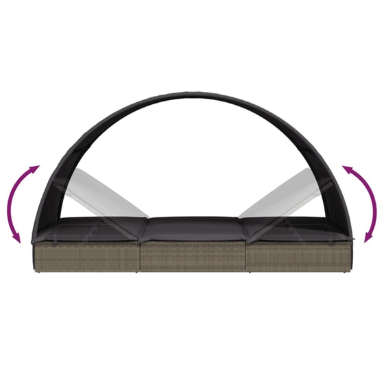 Ξαπλώστρα VidaXL από Συνθετικό Ρατάν 211x112x140 cm - Γκρι image 9