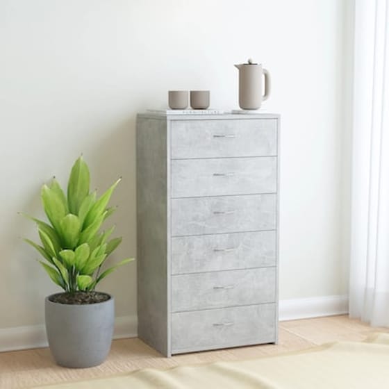 Vidaxl Συρταριέρα Με 6 Συρτάρια Γκρι Σκυροδ. 50x34x96 Εκ. Μοριοσανίδα image 1