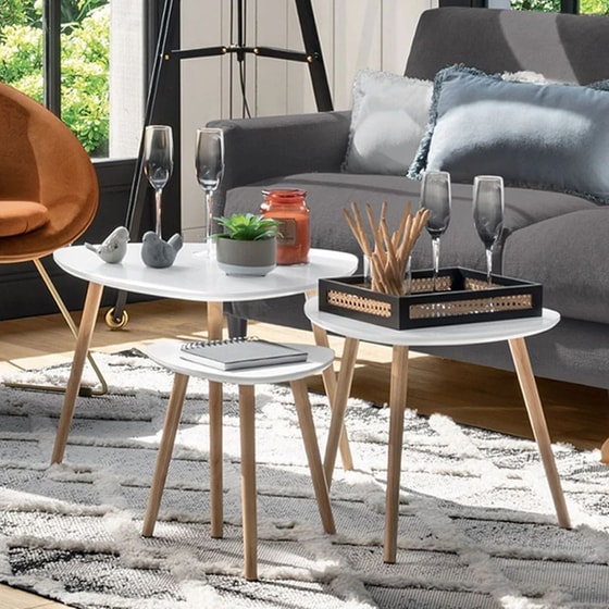 Σετ Τραπεζάκια Σαλονιού Spitishop A-s Mileo 157052a από MDF 3 Τμχ - Λευκά image 1